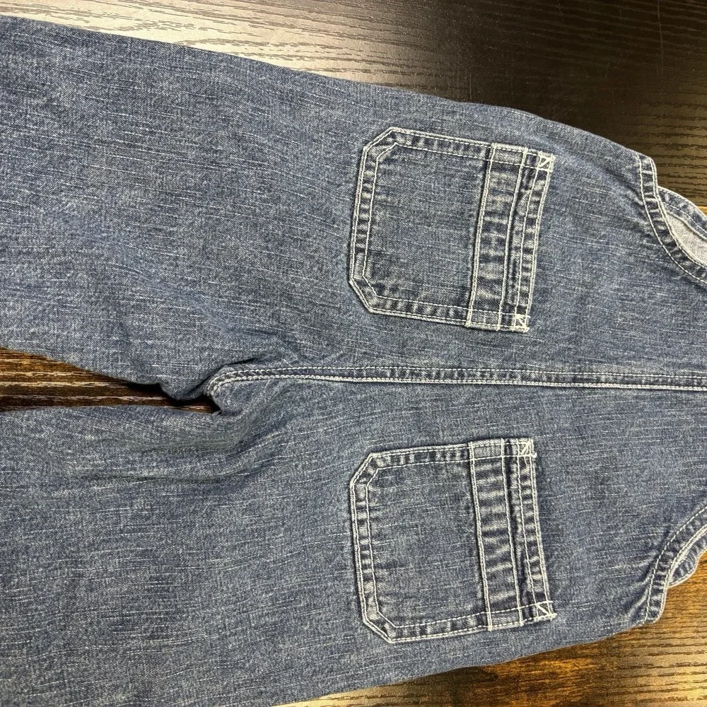 Vintage Y2K Gymboree Overalls Red Wagon Denim Jeans 6-12 Months‎ Snap Legs